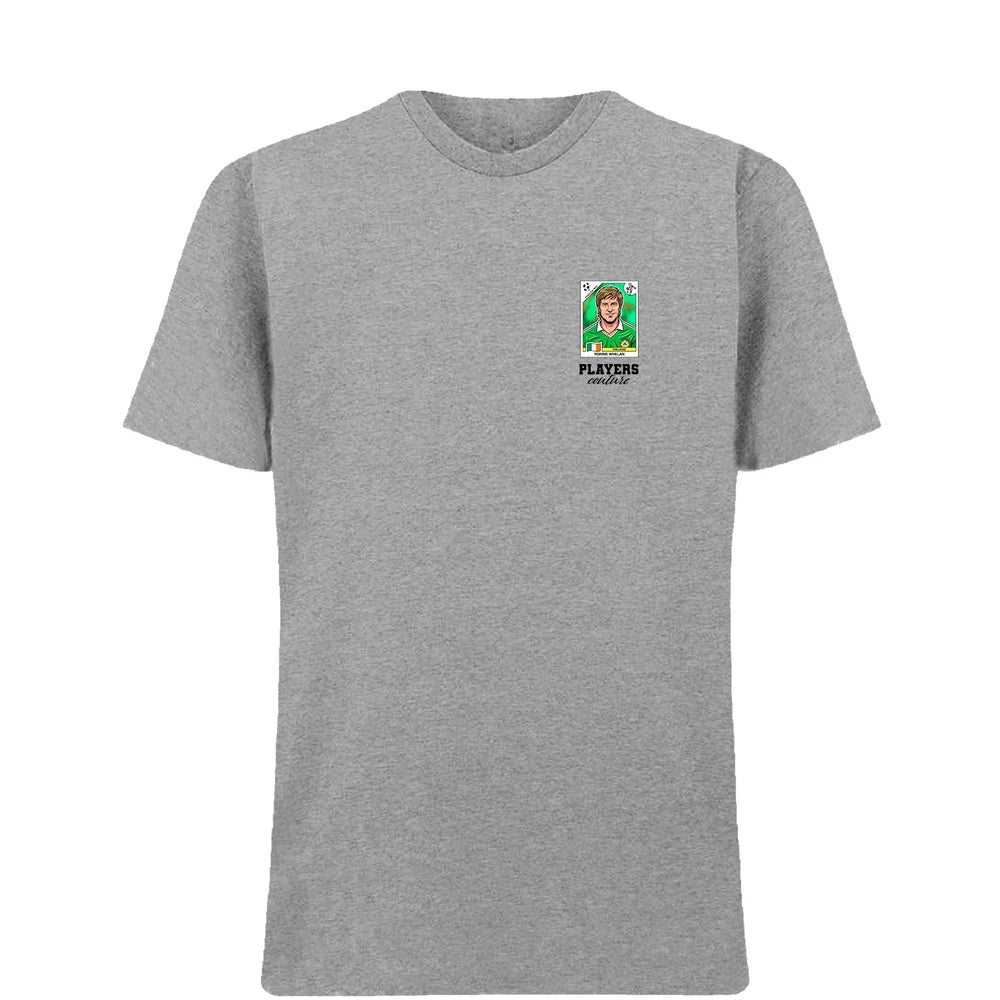Ronnie Whelan World Cup t-shirt – grey men's t-shirt featuring the Ronnie Whelan World Cup Players Couture logo