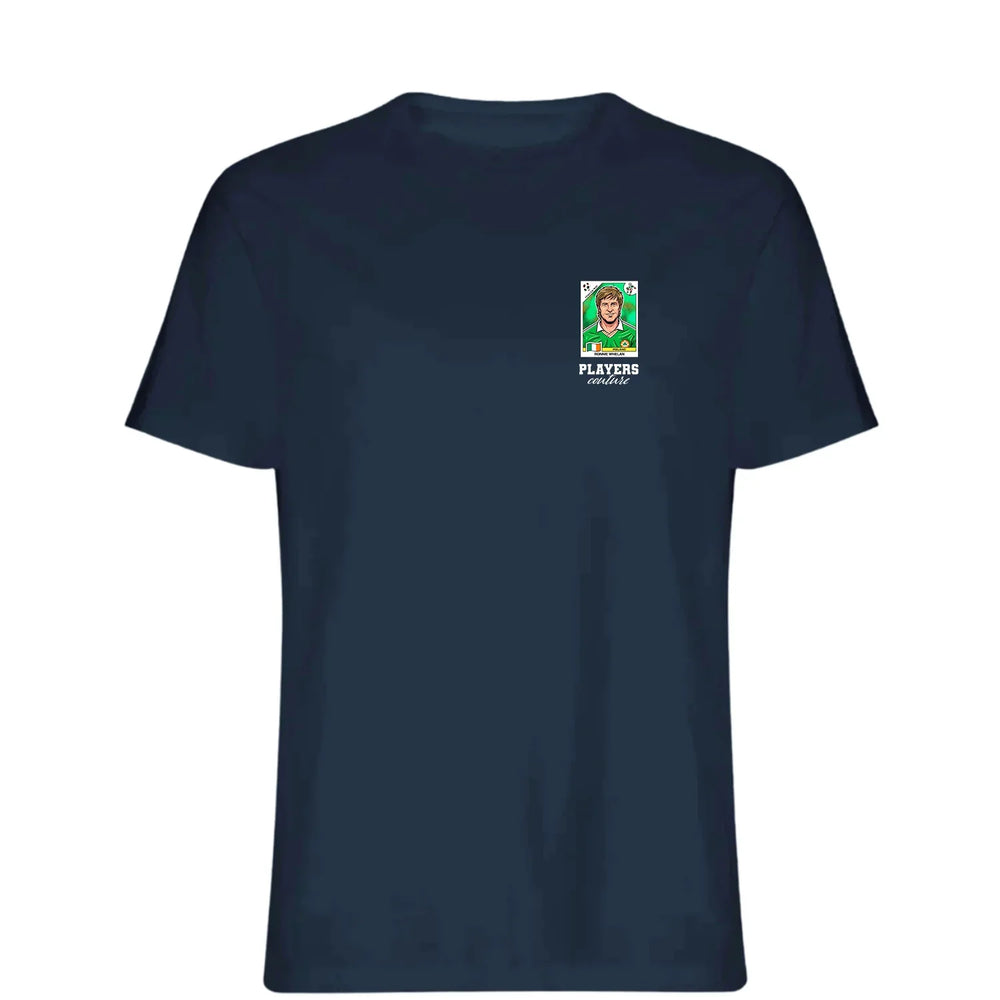 Ronnie Whelan World Cup t-shirt – navy men's t-shirt featuring the Ronnie Whelan World Cup Players Couture logo