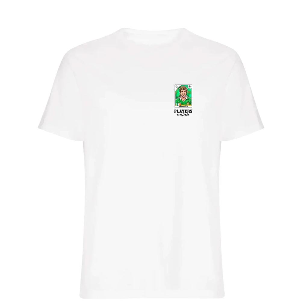 Ronnie Whelan World Cup t-shirt – white men's t-shirt featuring the Ronnie Whelan World Cup Players Couture logo