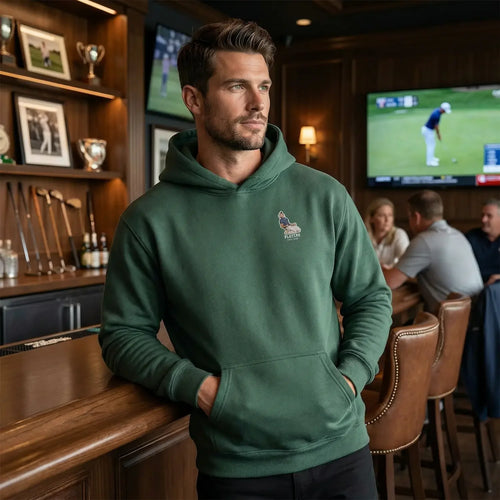 Rory McIlroy hoodie – green men's hoodie featuring the Rory McIlroy Players Couture logo