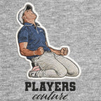 Rory McIlroy Badge Men's T-Shirt – grey close-up detail shot of the Rory McIlroy Players Couture logo design