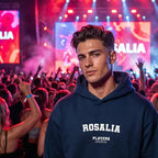 Rosalia hoodie – navy men's hoodie with white Rosalia letters and Players Couture logo on the chest