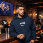 Rosé hoodie – navy men's hoodie with white Rosé letters and Players Couture logo on the chest