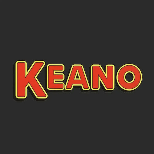 Roy Keane Keano Logo Men's T-Shirt – black close-up detail shot of the Roy Keane Keano Players Couture logo design