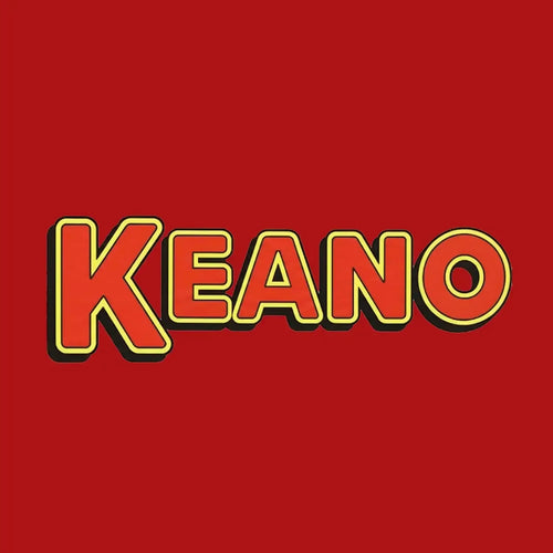 Roy Keane Keano Logo Men's T-Shirt – red close-up detail shot of the Roy Keane Keano Players Couture logo design