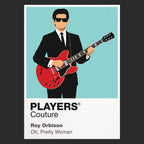 Roy Orbison Roy Orbison's dark glasses, guitar and restrained black stage silhouette Icon Frame artwork in black