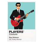 Roy Orbison Roy Orbison's dark glasses, guitar and restrained black stage silhouette Icon Frame artwork on white
