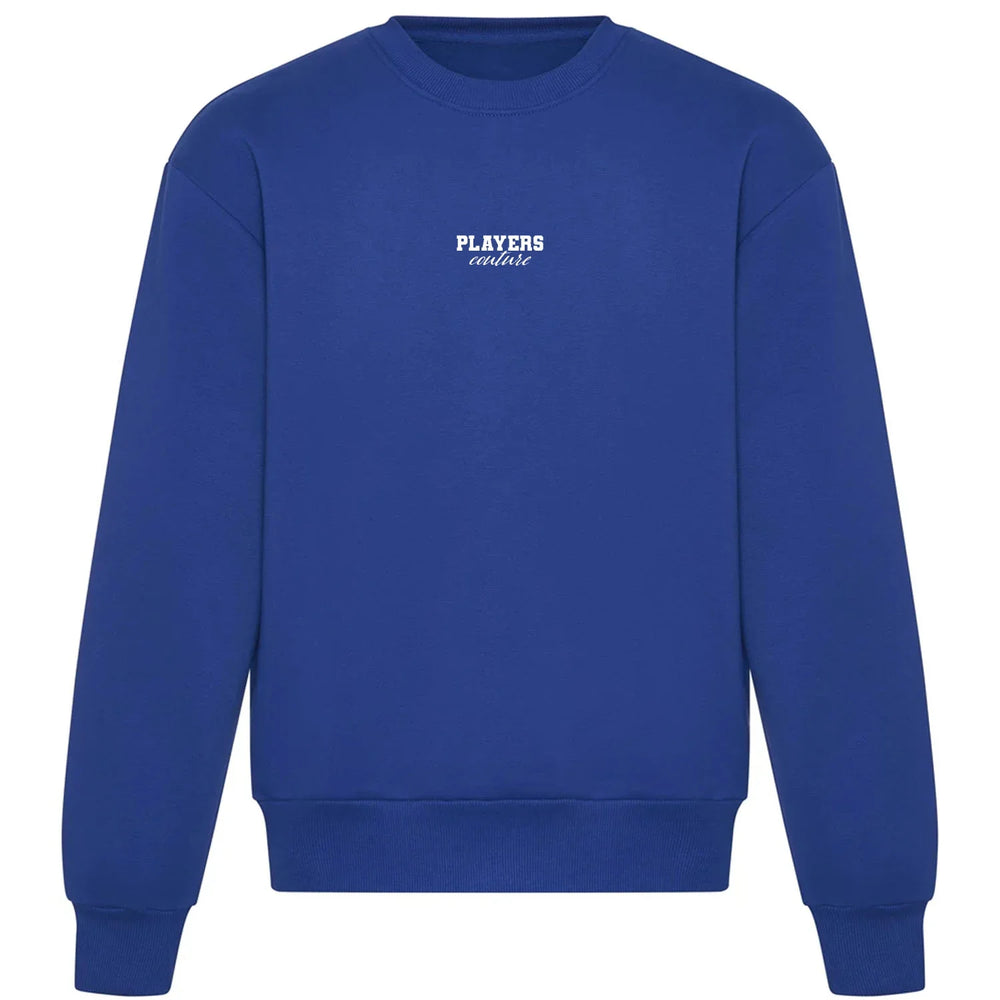 Essentials Collection hoodie – blue men's hoodie with white Essentials Collection letters and Players Couture logo on the