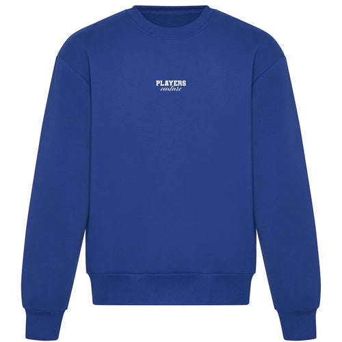 Essentials Collection hoodie – blue men's hoodie with white Essentials Collection letters and Players Couture logo on the