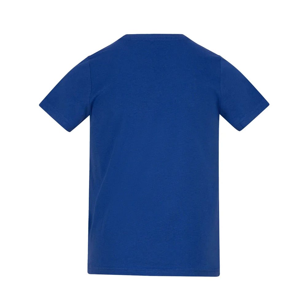 Essentials Collection t-shirt – blue kids' t-shirt with white Essentials Collection letters and Players Couture logo on the