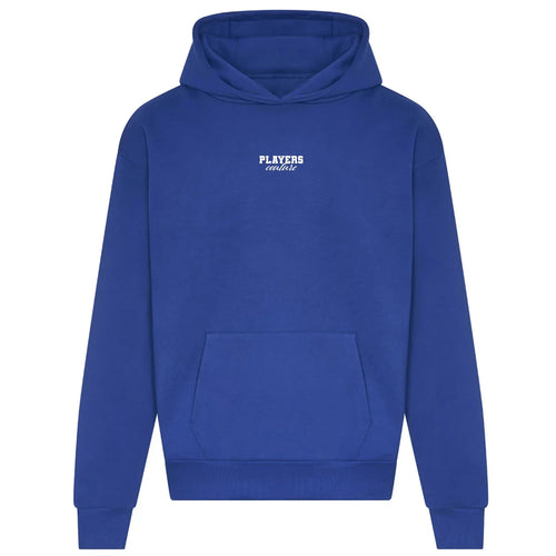 Essentials Collection hoodie – blue men's hoodie with white Essentials Collection letters and Players Couture logo on the