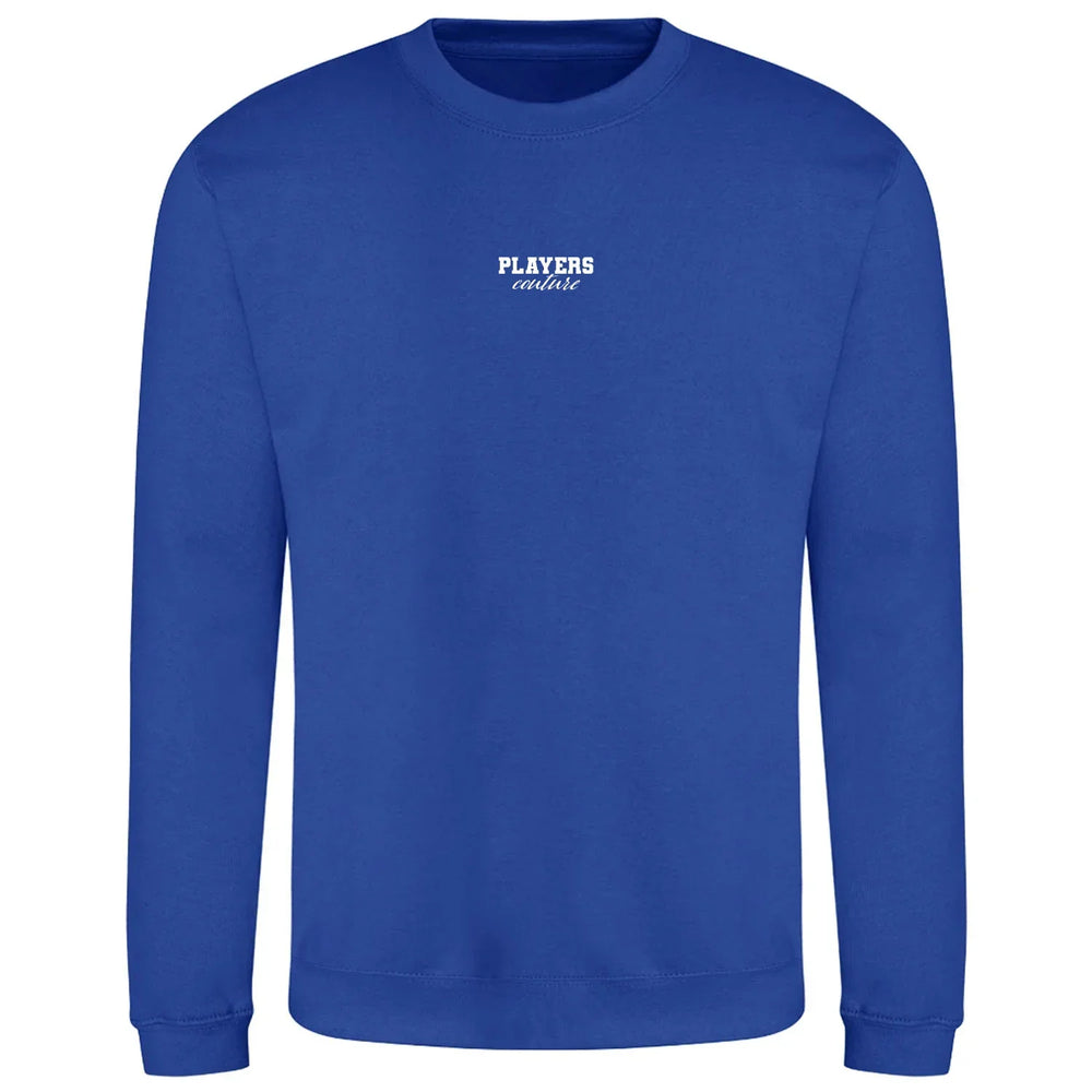 Essentials Collection hoodie – blue men's hoodie with white Essentials Collection letters and Players Couture logo on the