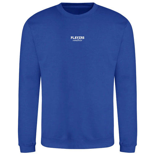 Essentials Collection hoodie – blue men's hoodie with white Essentials Collection letters and Players Couture logo on the