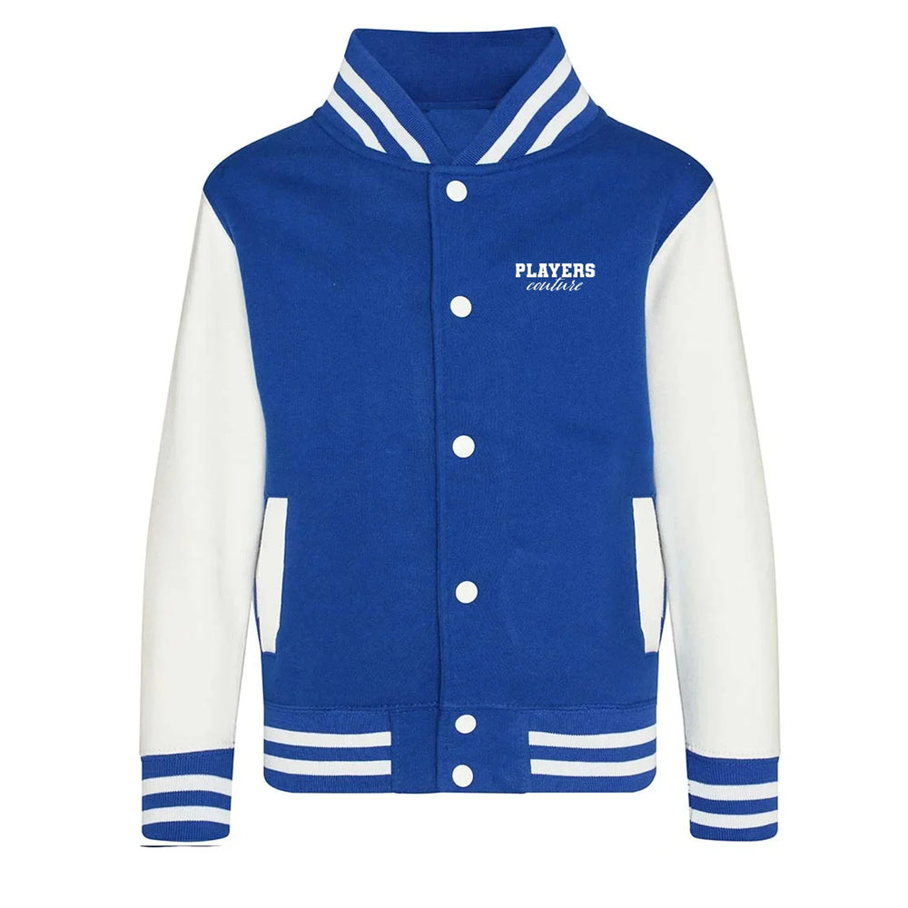 Essentials Collection hoodie – blue kids' hoodie with white Essentials Collection letters and Players Couture logo on the