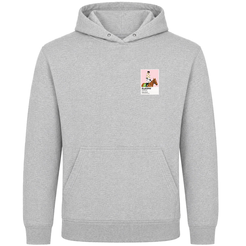 Ruby Walsh horse racing hoodie – mens grey hoodie view