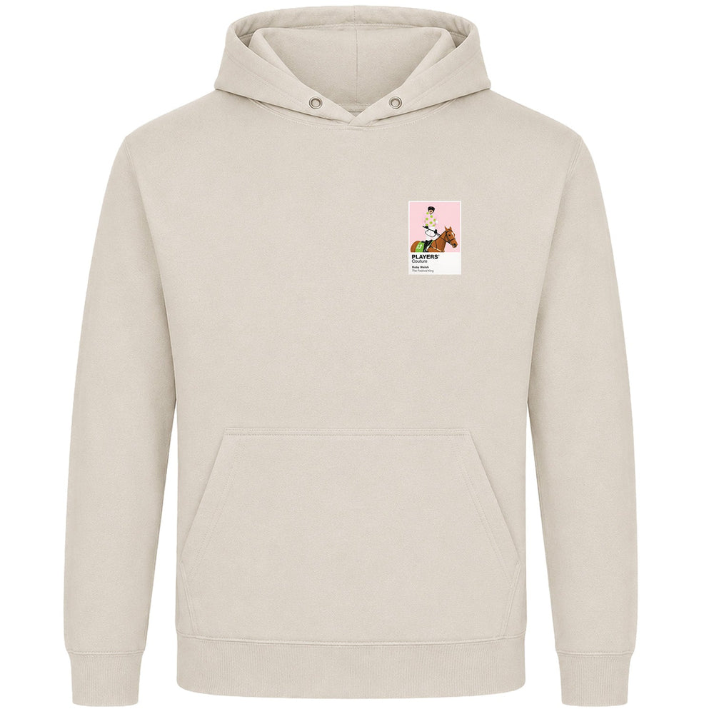 Ruby Walsh horse racing hoodie – mens stone hoodie view