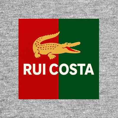 Rui Costa Logo Men's Hoodie – grey close-up detail shot of the Rui Costa Players Couture logo design