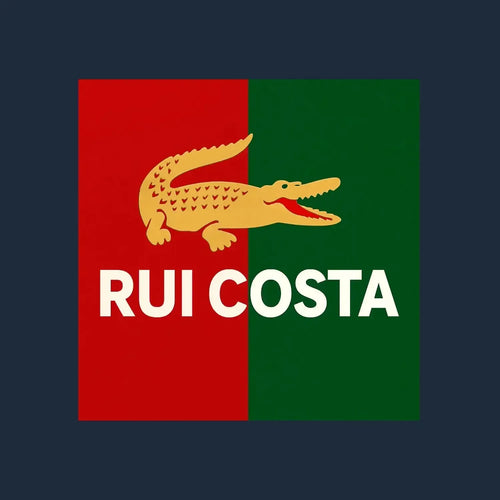 Rui Costa Logo Men's Hoodie – navy close-up detail shot of the Rui Costa Players Couture logo design