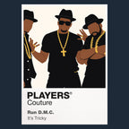 Run-DMC Run-DMC's hats, leather, Adidas trainers and foundational three-person stance Icon Frame artwork in navy
