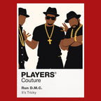 Run-DMC Run-DMC's hats, leather, Adidas trainers and foundational three-person stance Icon Frame artwork in red