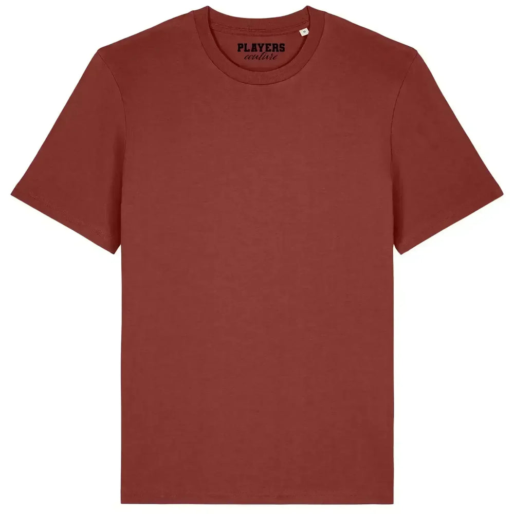 Premium Custom Men's T-Shirt t-shirt – close-up of white Premium Custom Men's T-Shirt lettering and Players Couture logo on