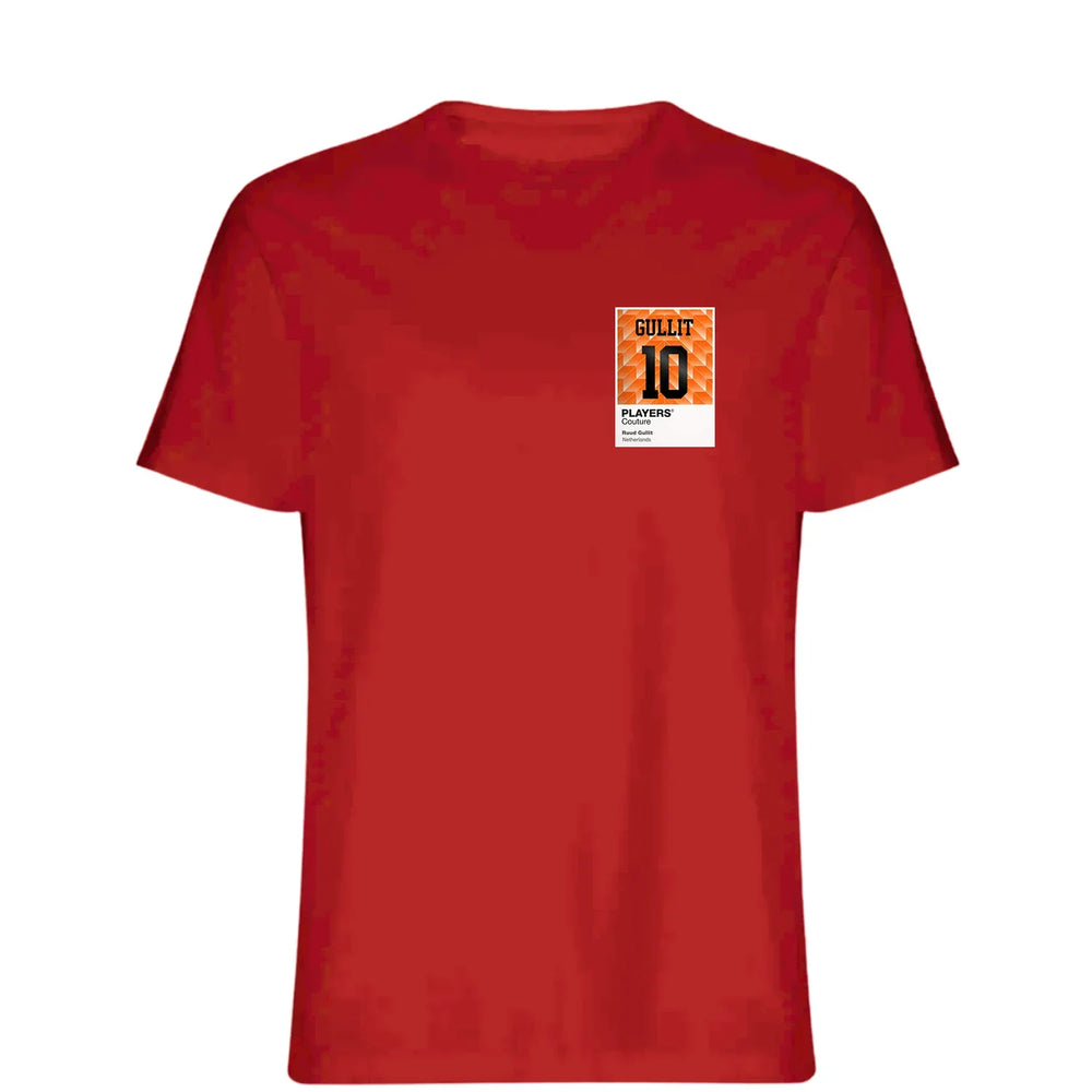 Ruud Gullit 10 Football t-shirt – red men's t-shirt featuring the Ruud Gullit 10 Football Players Couture logo