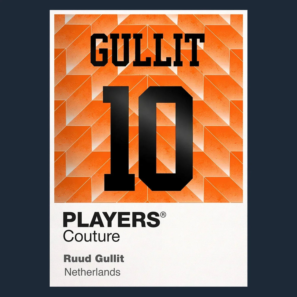 Ruud Gullit 10 Football Shirt Frame Men's Hoodie – navy close-up detail shot of the Ruud Gullit Players Couture logo design