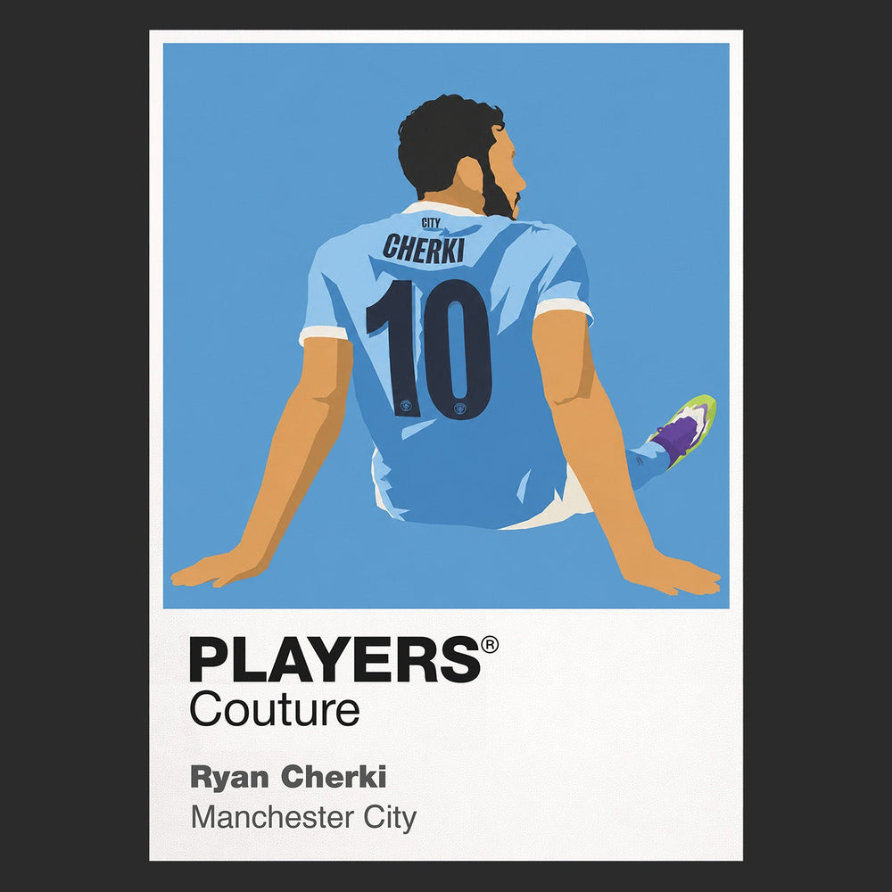 Ryan Cherki Manchester City Icon Frame Kids T-Shirt — Black Artwork