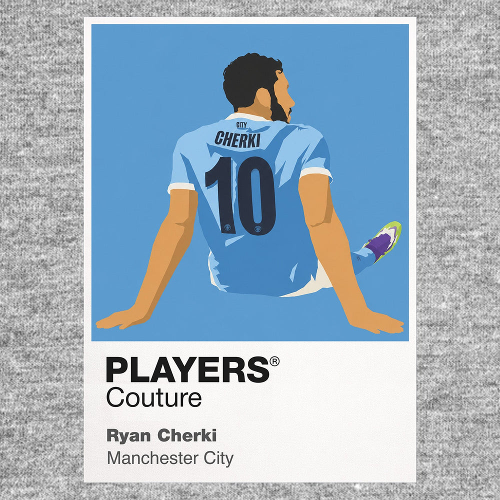 Ryan Cherki Manchester City Icon Frame Kids T-Shirt — Gray Artwork