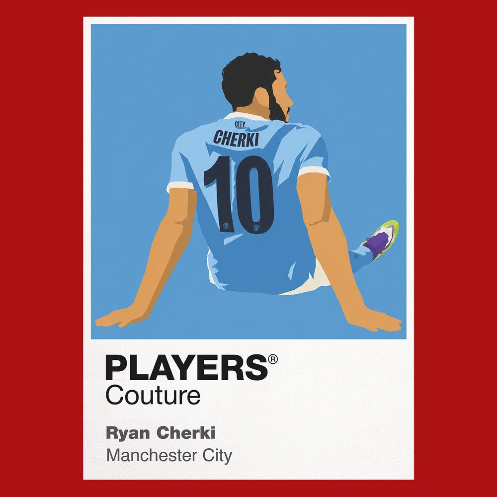 Ryan Cherki Manchester City Icon Frame Men's Hoodie — Red Artwork