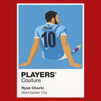 Ryan Cherki Manchester City Icon Frame Kids T-Shirt — Red Artwork