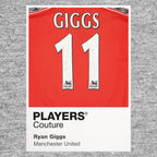 Ryan Giggs 11 Football Shirt Frame Men's Hoodie – grey close-up detail shot of the Ryan Giggs 11 Football Players Couture