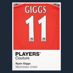 Ryan Giggs 11 Football Shirt Frame Men's Hoodie – navy close-up detail shot of the Ryan Giggs Players Couture logo design