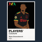 Ryan Gravenberch Ajax Icon Frame artwork in navy