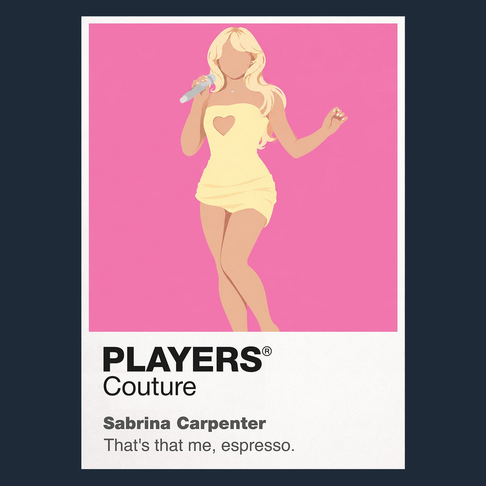 Sabrina Carpenter Sabrina Carpenter's vintage show-business styling and playful pop confidence Icon Frame artwork in navy