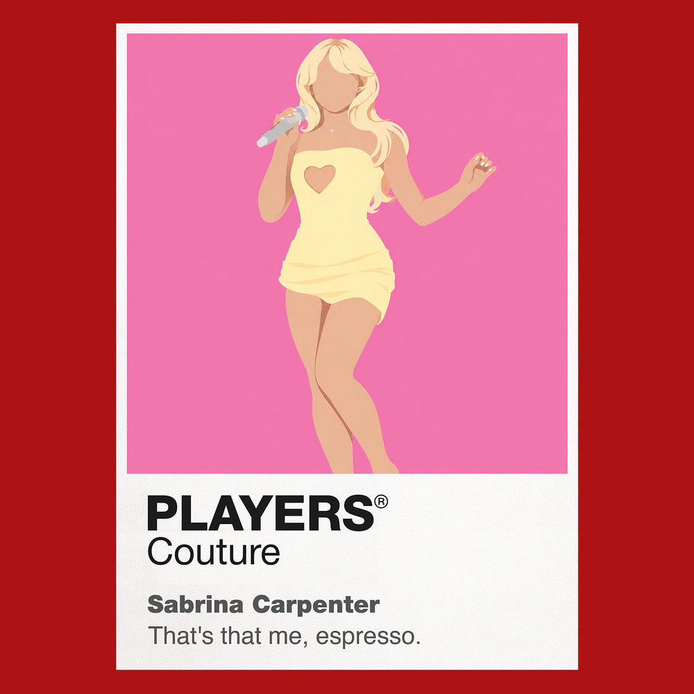 Sabrina Carpenter Sabrina Carpenter's vintage show-business styling and playful pop confidence Icon Frame artwork in red