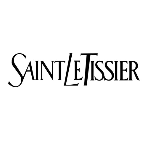 Saint Le Tissier Logo Men's Hoodie – white close-up detail shot of the Saint Le Tissier Players Couture logo design