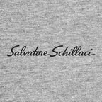 Salvatore Schillaci Logo Men's Hoodie – grey close-up detail shot of the Salvatore Schillaci Players Couture logo design