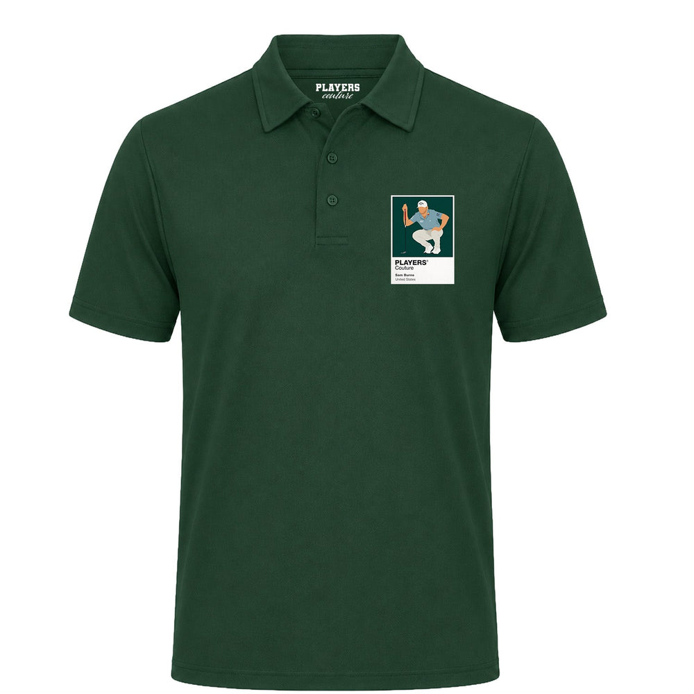 Sam Burns Golf Icon Frame Men's Polo Shirt - Bottle Green
