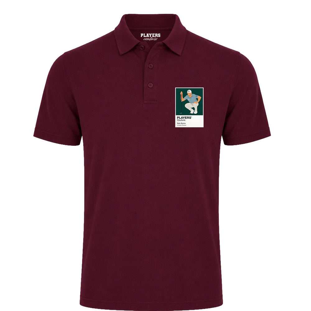 Sam Burns Golf Icon Frame Men's Polo Shirt - Burgundy