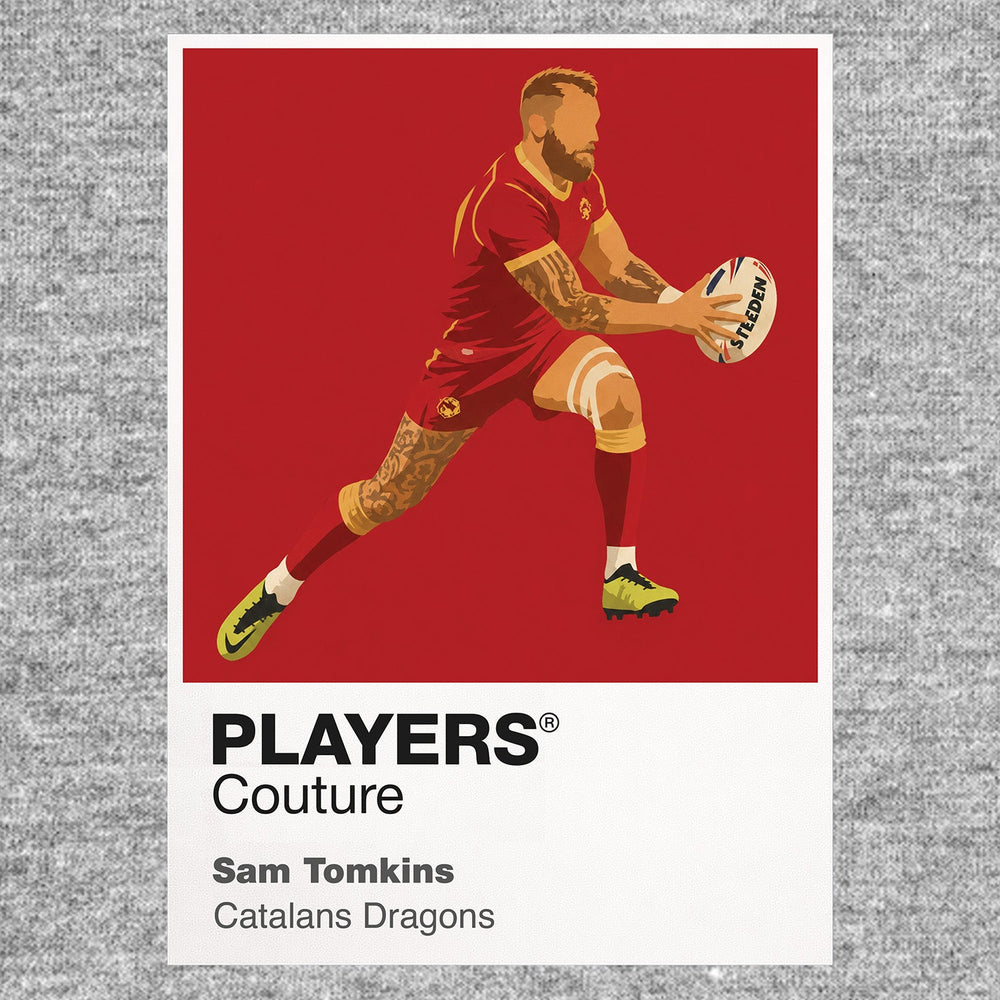 Sam Tomkins Catalans Dragons rugby league hoodie grey