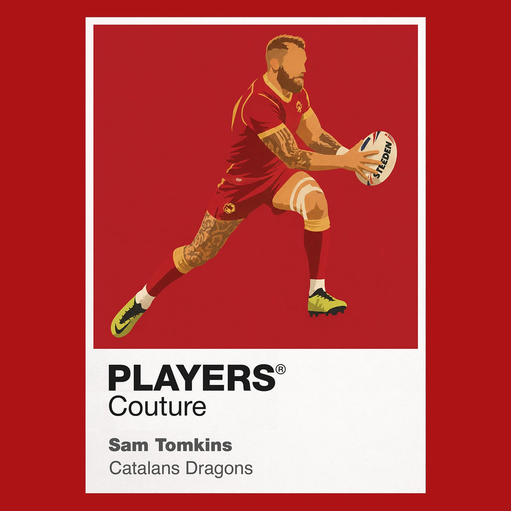 Sam Tomkins Catalans Dragons rugby league hoodie red