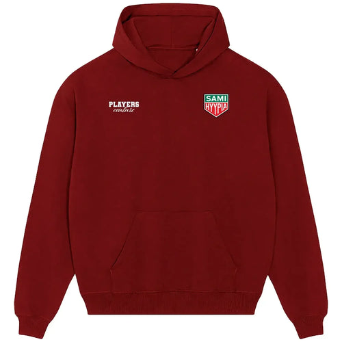 Sami Hyppia hoodie – red men's hoodie featuring the Sami Hyppia Players Couture logo