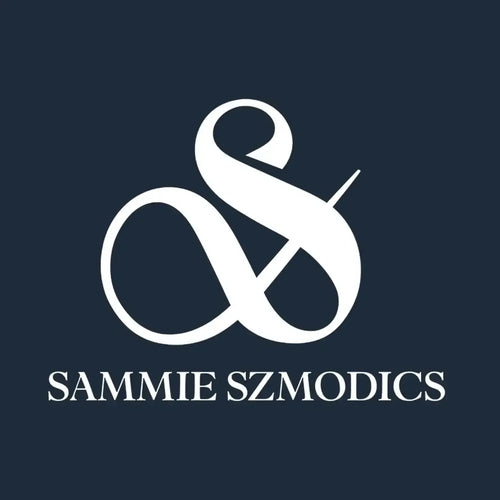 Sammie Szmodics Logo Men's T-Shirt – navy close-up detail shot of the Sammie Szmodics Players Couture logo design