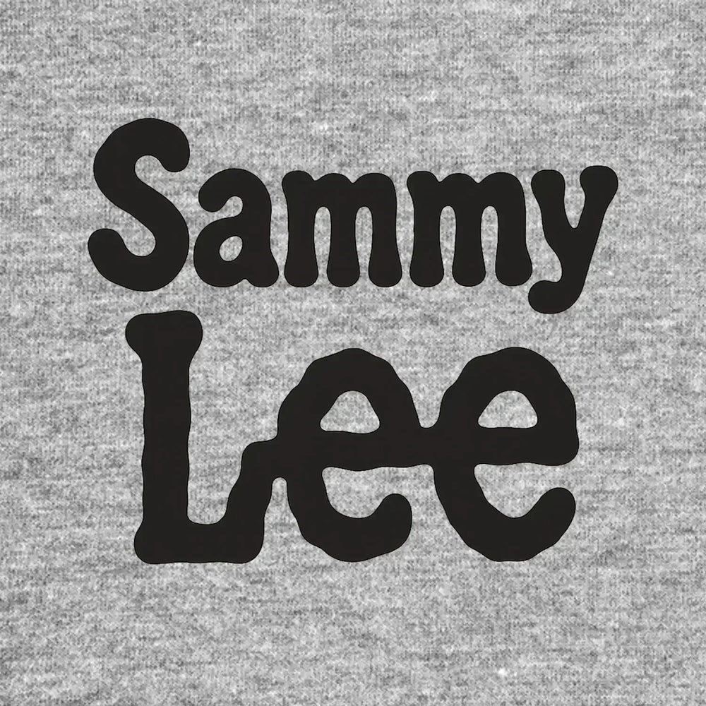 Sammy Lee Logo Men's Hoodie – grey close-up detail shot of the Sammy Lee Players Couture logo design
