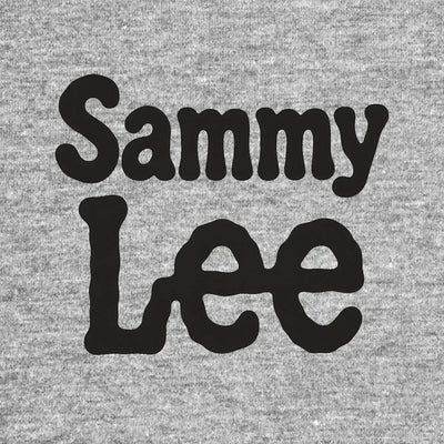 Sammy Lee Logo Men's Hoodie – grey close-up detail shot of the Sammy Lee Players Couture logo design