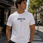 Samoa Joe Men's T-Shirt — lifestyle photo, White t-shirt