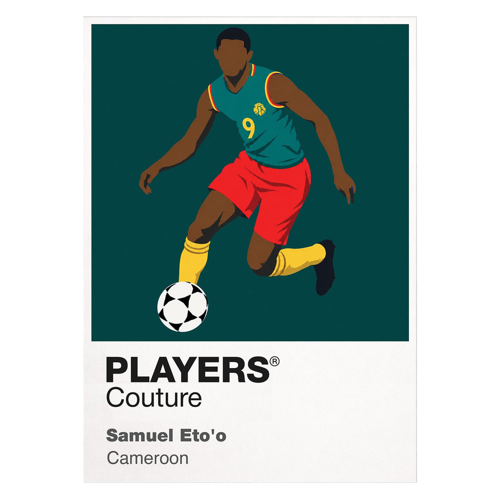 Samuel Eto'o Cameroon Icon Frame artwork in white