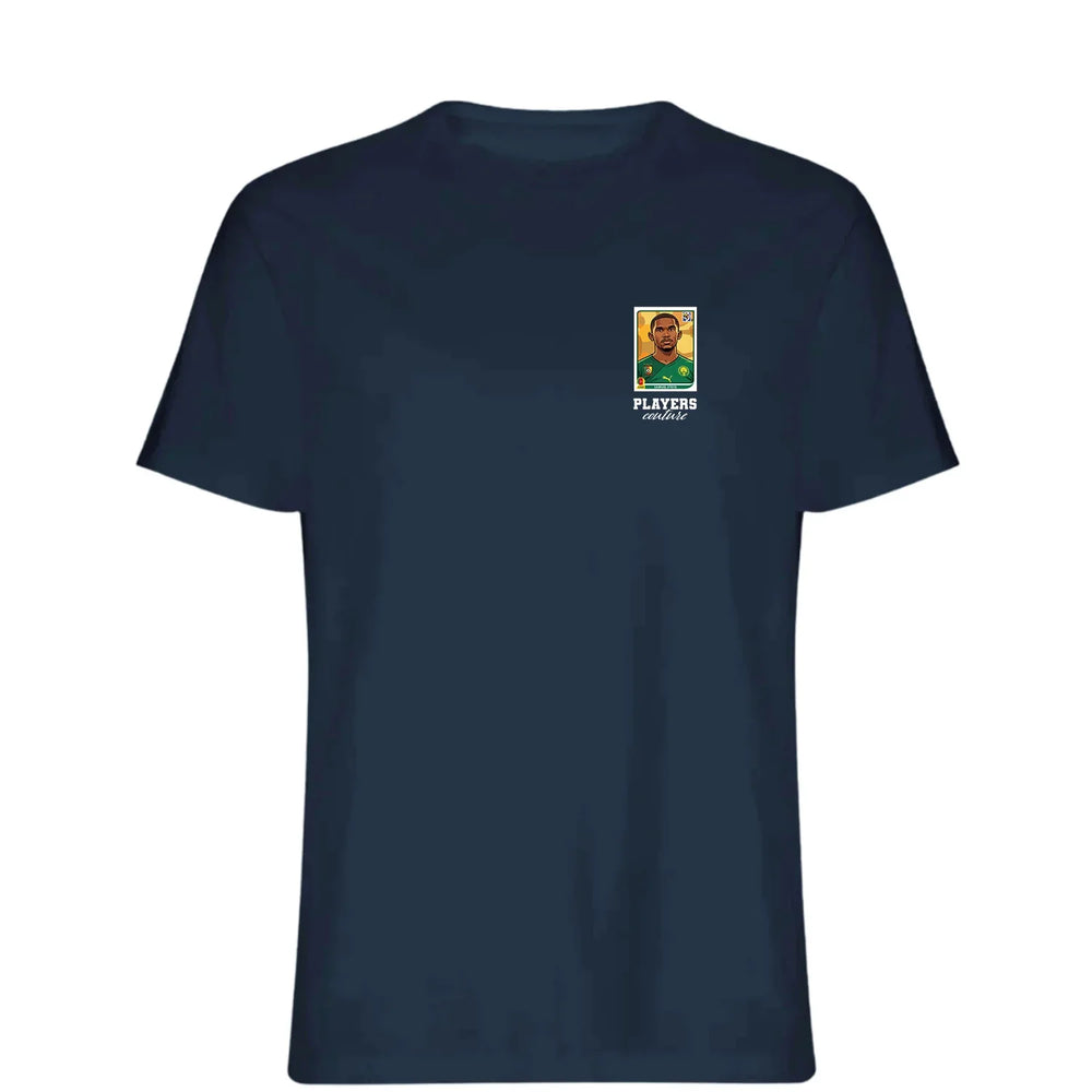 Samuel Eto'o World Cup t-shirt – navy men's t-shirt featuring the Samuel Eto'o World Cup Players Couture logo