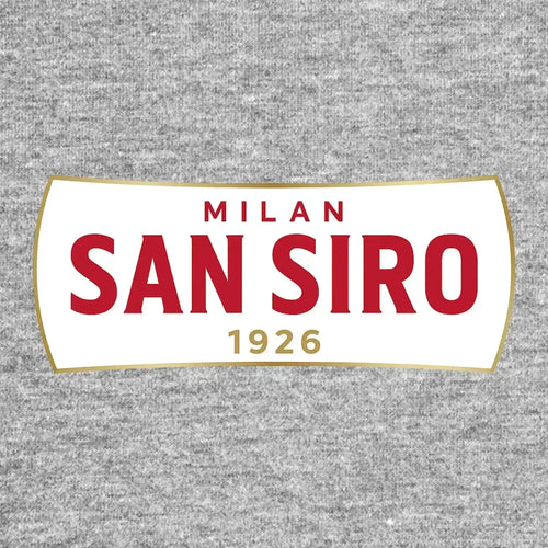 San Siro Logo Men's Hoodie – grey close-up detail shot of the San Siro Players Couture logo design